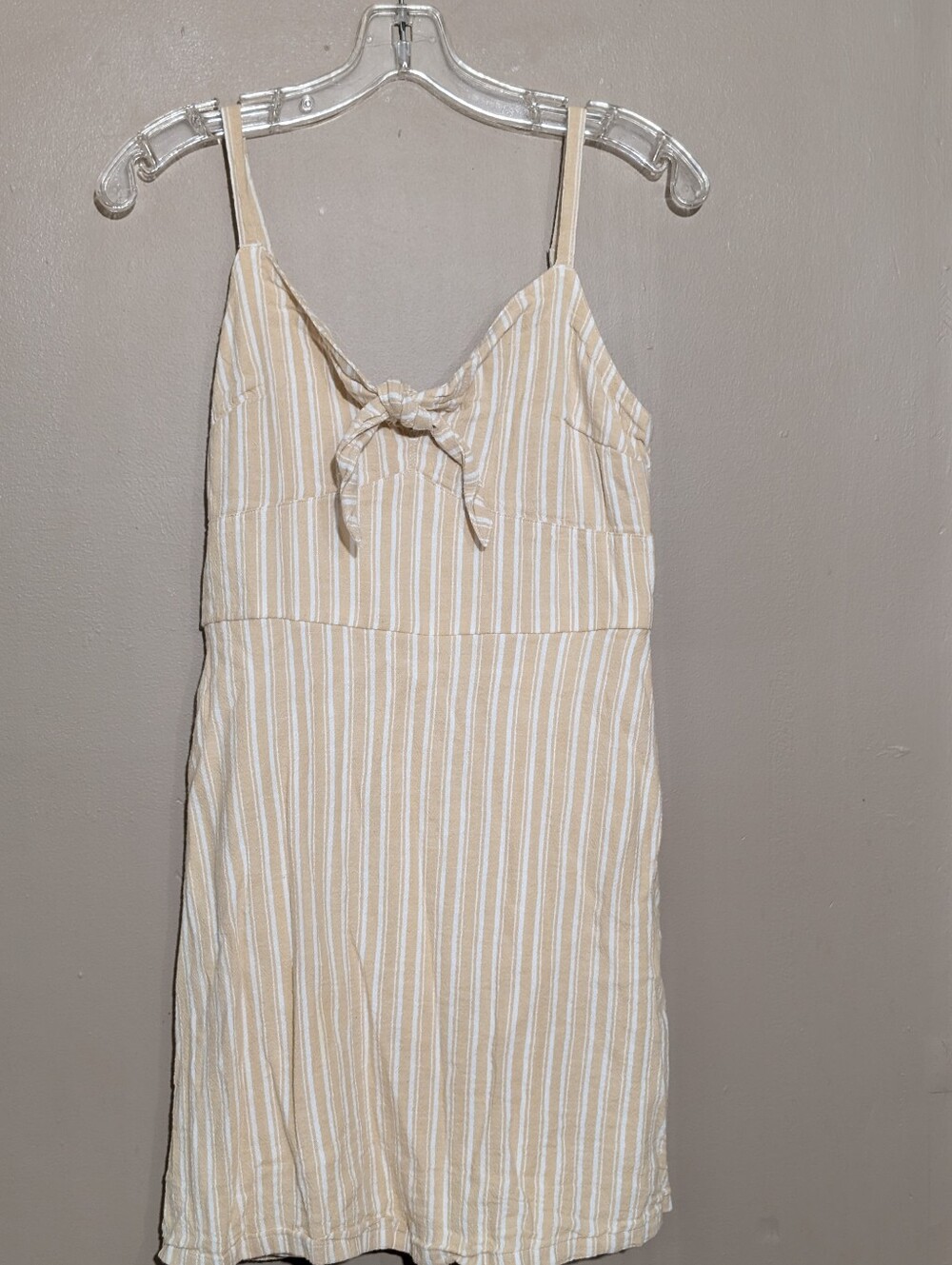 Hollister Tan and White Tie Front Mini Dress